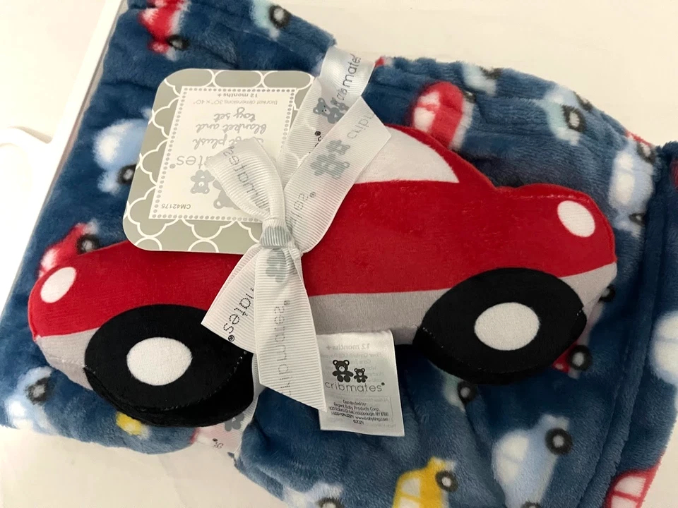 Juego de manta de felpa para bebé de coche de cuna azul rojo suave polar niño compañeros de cuna nuevo con etiquetas Foto 3 de 3