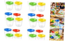 24 Pcs No Spill Paint Cups with Lids for Kids - Reusable Spill Proof Paint Cups