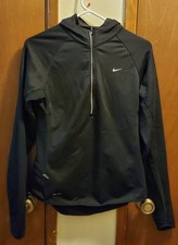 Nike Dri Fit Womens Running Jacket Black Size M Half Zip Coat