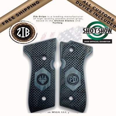 ZIB Griffe Blau Buchenholz Beretta 92FS 92 96 M9 9mm Sechskant PB Logo Griffp...