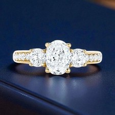 18k Yellow Gold IGI Certified Lab Grown Diamond Engagement Ring 1.70 Ct Oval Cut