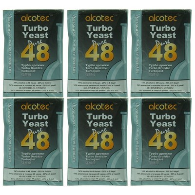 48 Hour Turbo Yeast for Fast Wine Making | Brewers Dry Yeast Powder | 6 Packs