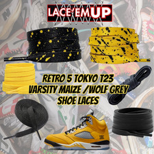 Retro 5 Tokyo T23 Varsity Maíz Zapatos Cordones, aj5 Zapato Encaje