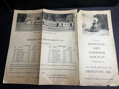 Vintage Railroad 1940 Bridgton And Harrison Railway Maine Scenic Line Brochure - Picture 1 of 5