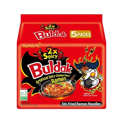 Samyang Buldak 2X Spicy Hot Chicken Ramen, Authentic Korean, 5Pack 140g