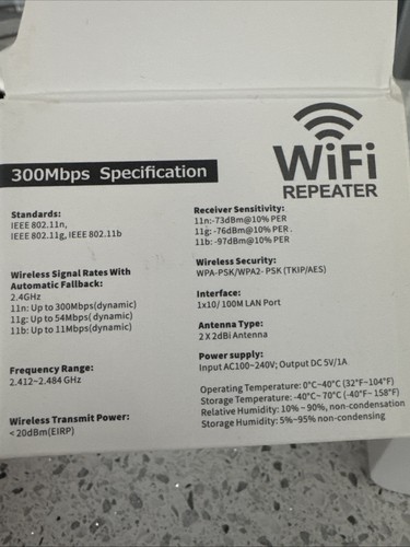 WiFi Range Extender Repeater Wireless Signal Booster 300Mbps - Photo 2/4