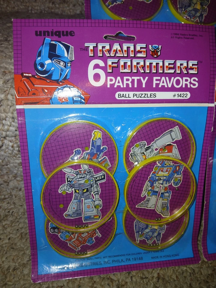 1984 Transformers G1 Ball Puzzle Game 6 PACK Party Favors NOS & Hats & Blowouts - Изображение 2 из 4