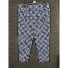 J. Crew Womens Blue Tile Medallion Style C0877 Drapey Dress Pants Size 8