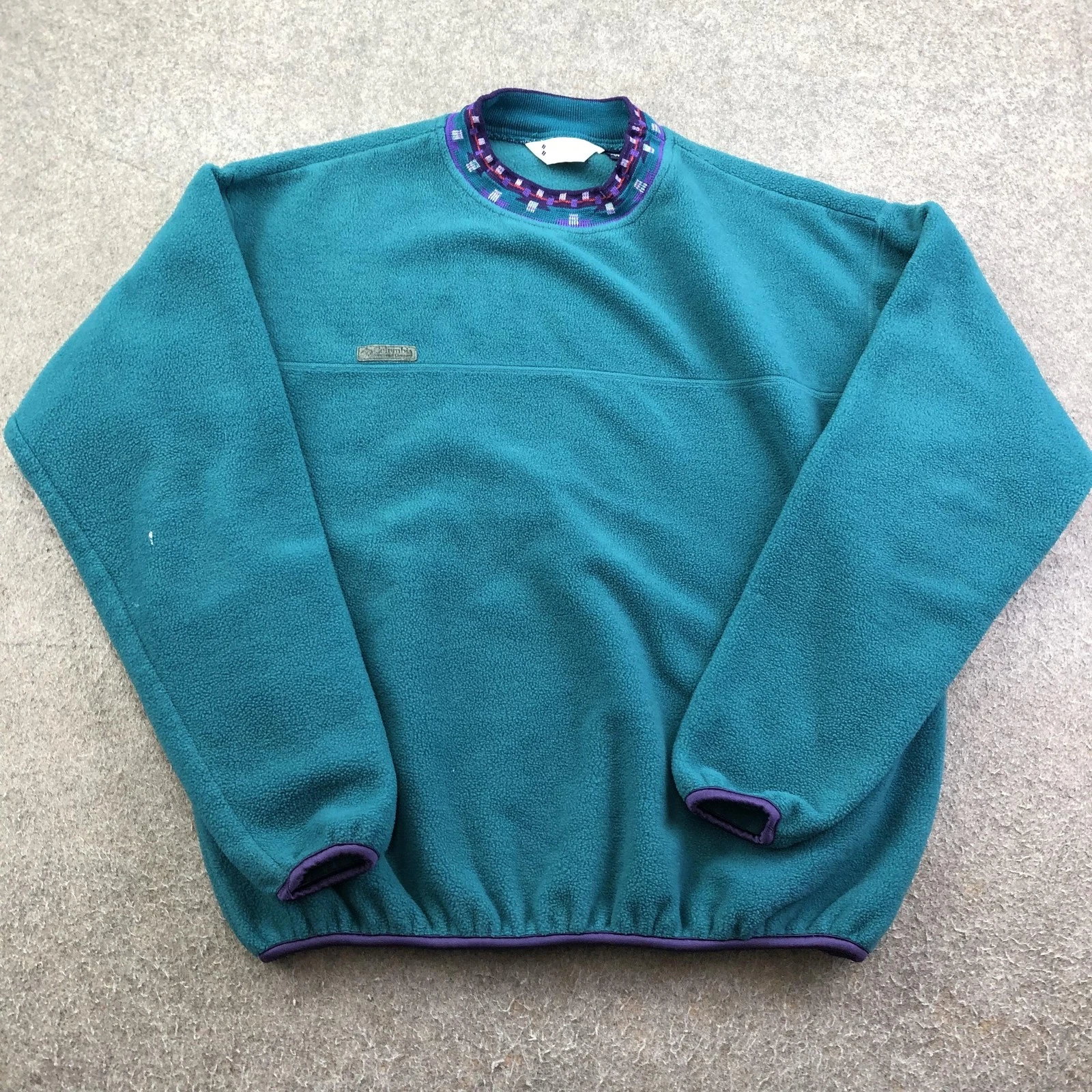 Vintage Columbia Pullover Mens XL Green Fleece Crew Neck Elastic Hem Top USA