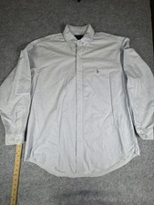 Ralph Lauren Yarmouth Classic Fit Oxford Blue White Striped Shirt 16.5 34/35
