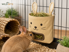 Hanging rabbit hay feeder with bunny face