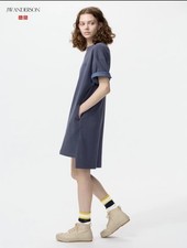 Uniqlo JW Anderson T-Shirt Dress Blue Oversized Casual Mini Dress Large