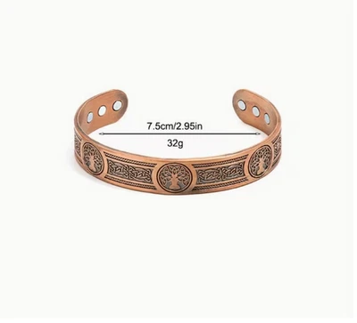 Bracelet magnétique ajustable en cuivre 99,99% - motif : Artre de vie - Photo 1/2