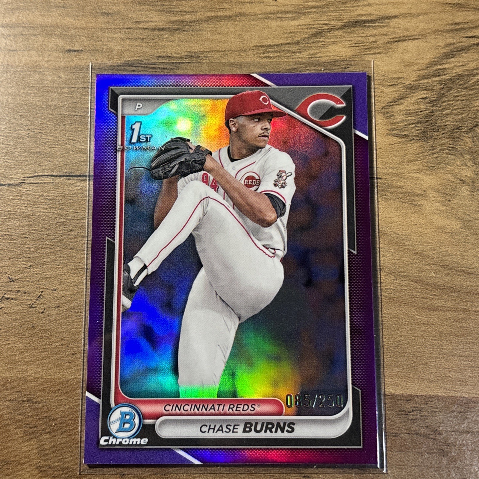 Chase Burns - 2024 Bowman Draft - 1st Chrome Purple Refractor  /250 - #BDC-55
