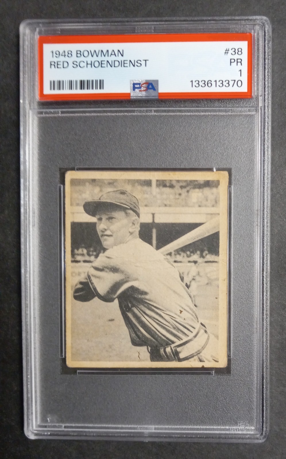 1948 Bowman - #38 Red Schoendienst - Rookie - Short Print - HOF - PSA 1 PR