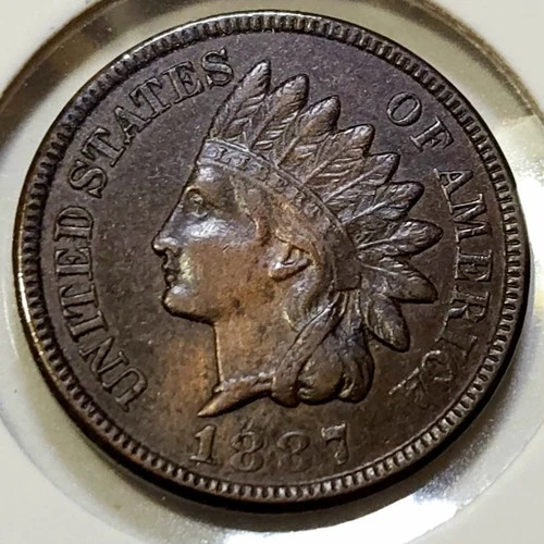 1887 Indian Head Cent - XF+ - Nice Diamonds - Light Scratches/Rev.