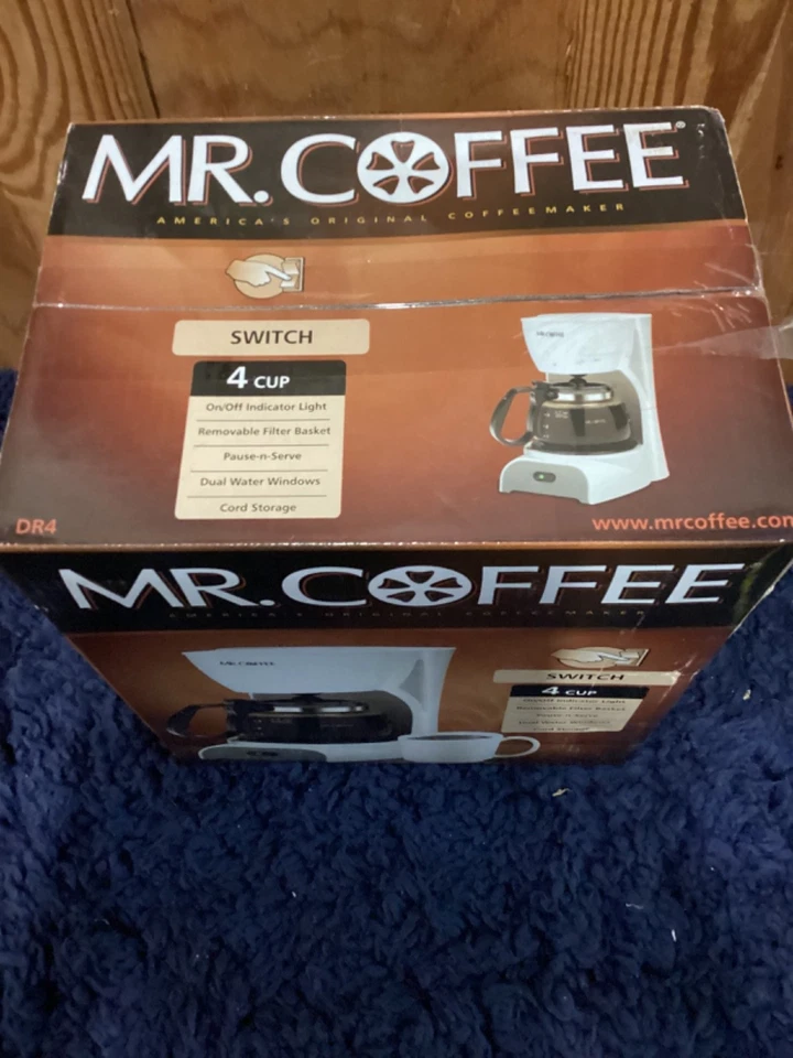 Mr. Coffee 4-Cup Coffee Maker White DR4 Simple Drip Brew w/ Glass Carafe New - Image 2 of 4