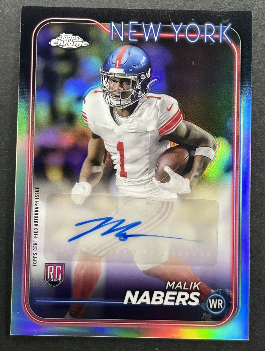 2024 Topps Chrome - Malik Nabers #RA-MNA New York Giants - RC Refractor AUTO
