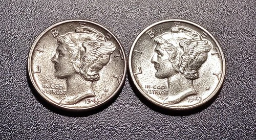 Choice/Gem BU 1943-P & D Mercury Dimes