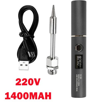 1400mAh Cordless Soldering Iron Kit USB Rechargeable 5 Temperature Adjustable US