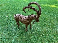 Steinbock Rostoptik Figur H:96 Cm B:22 Cm L:91 Cm Gartenfiguren Gartendekoration