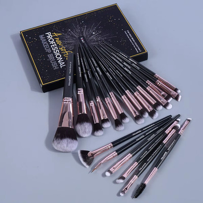 20 Stück Profi Make-up Pinsel Set mit Box - Foundation, Puder, Rouge, Augen