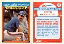 1988 Topps Kmart Memorable Moments #14 Keith Hernandez Mets Baseball Card