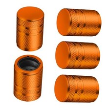 Tire Valve Stem Caps - 5 Pack Metal Air Caps with Plastic No Pattern Orange