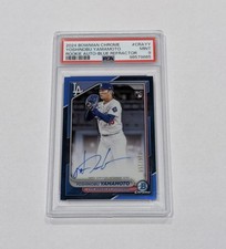 2024 bowman yoshinobu yamamoto rookie auto blue refractor /150 PSA 9 2025 WS MVP