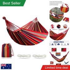2 Person Cotton Canvas Hammock Swing Hanging Bed Rainbow Stripe Camping Outdoor