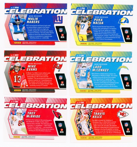 2025 Score CELEBRATION Lot (6) – Nabers RC, McConkey RC, Kelce, Puka, Evans, + - Picture 2 of 2