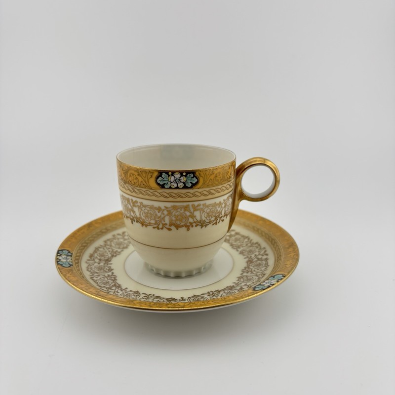 Vintage Meito Ivory China, Occupied Japan, Demitasse Cup & Saucer Hand Painted