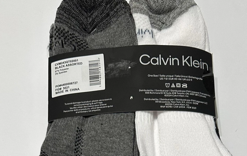 Calvin Klein 6-Pair Men's  Cushion Quarter Cut Socks    Black/Gray/White - Image 3 of 3