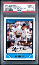 Clayton Kershaw Dodgers 2007 Bowman Draft Picks & Prospects #BDPP77 RC PSA 10