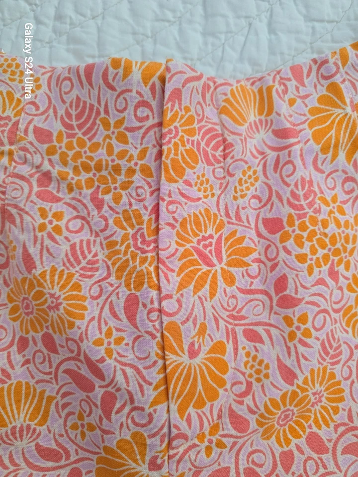 NUEVO ZARA Naranja Rosa Estampado Floral Mezcla de Lino Cintura Alta Pantalones Cortos TALLA/XS NUEVO SIN ETIQUETAS Foto 3 de 4