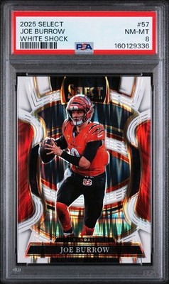 Panini Select Football 2025 Joe Burrow White Shock #57 PSA 8 Bengals
