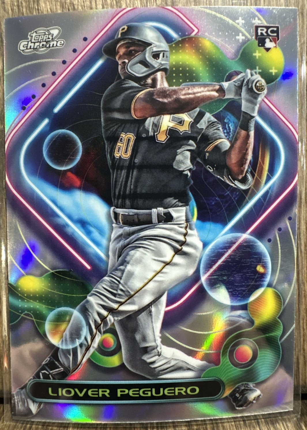 2023 Topps Chrome Cosmic Liover Peguero Refractor Rookie RC #166 Pirates