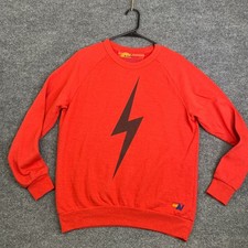 Aviator Nation Mens Red Lightning Bolt Crewne...