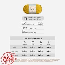 2x100g 5 ply Cotton Acrylic Yarn Sport Mandarin Red 438 Yds Knitting