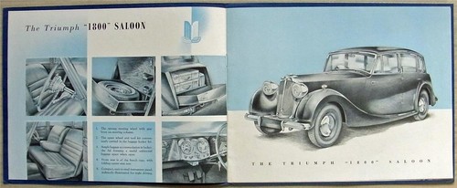 TRIUMPH 1800 SALOON & ROADSTER Car Sales Brochure c1948 - Picture 2 of 8