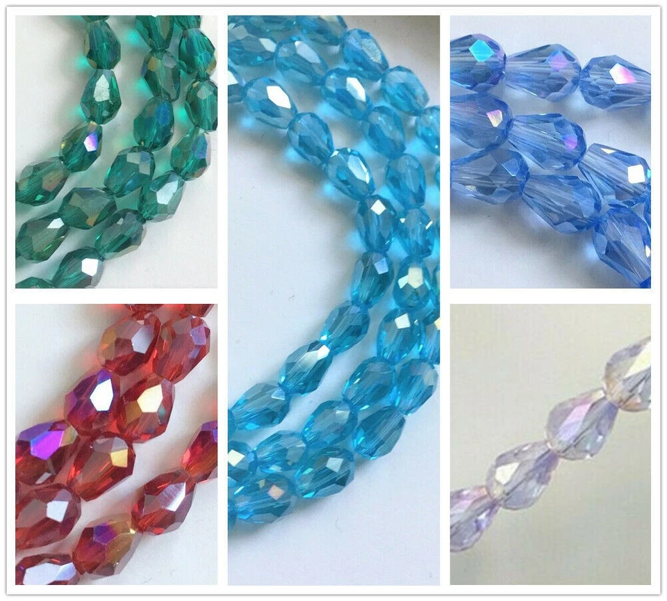 6mm/8mm Facettierte Kristall Glasperlen Tropfen DIY Schmuck Basteln - Bild 2 von 4