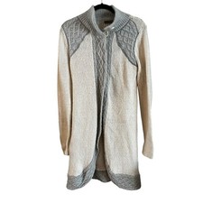 Prana Women  s Angelica Long Sweater Cardigan Size Small Cream Snap Buttons