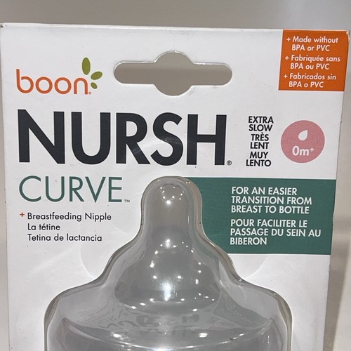 (2) Packs of 3 Boon Nursh Curve Silicone Bottle Nipples EXTRA SLOW FLOW 0m+ NEW - Afbeelding 4 van 5