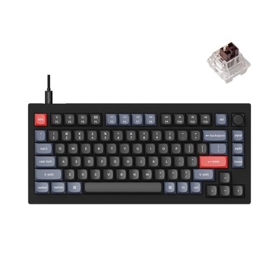 V1 75% Wired Mechanical Keyboard, QMK/VIA Programmable, Hot-swappable K Pro B...
