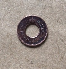 Coin 1945 BRITISH INDIA KING GEORGE VI ONE PICE PAISA HOLE