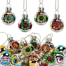 LFUTARI 16 Pcs Christmas Reflector Ball Ornament, Christmas Mini Reflector Gl