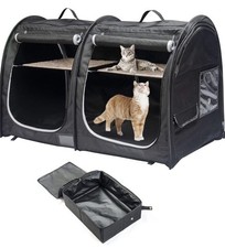 Portable Twin Compartment Cat Condo  Travel Case - Black