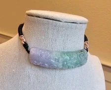 Certified Natural Burma Grade A Jadeite Jade Lavender Green Flower Bracelet 