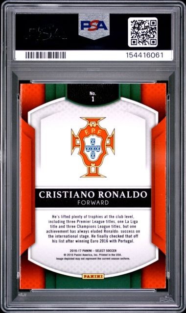 2016 PANINI SELECT #1 CRISTIANO RONALDO SILVER PRIZM - PSA 10 view 2