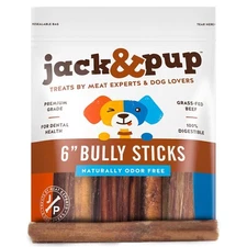 JackPup 6Inch Bully Sticks for Medium Dogs | Thick Odor Free Bully Sticks Long L